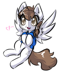 Size: 395x480 | Tagged: safe, artist:sapphfyr, oc, oc only, pegasus, pony, clothes, female, flying, heart, jacket, solo