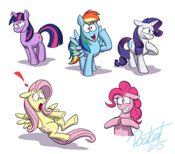 Size: 975x863 | Tagged: safe, artist:octanbearcat, fluttershy, pinkie pie, rainbow dash, rarity, twilight sparkle, g4