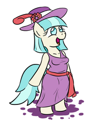 Size: 700x850 | Tagged: safe, artist:jargon scott, coco pommel, earth pony, anthro, semi-anthro, g4, arm hooves, clothes, cocobetes, cute, dress, female, hat, solo, sundress