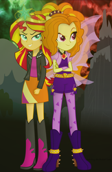 Size: 4299x6585 | Tagged: safe, artist:mit-boy, adagio dazzle, sunset shimmer, equestria girls, g4, my little pony equestria girls: rainbow rocks, absurd resolution, boots, duo, fin wings, pony ears, shoes, vector