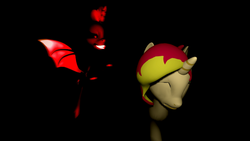 Size: 1600x900 | Tagged: safe, artist:theinvertedshadow, sunset shimmer, pony, g4, 3d, equestria girls ponified, gmod, nightmare, ponified, possession, sunset satan, trapped
