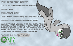 Size: 1782x1136 | Tagged: safe, artist:gearedodyssey, oc, oc only, oc:geo, bio, biography, comic, falling, pony bits, solo, tumblr