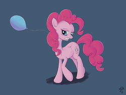 Size: 1024x768 | Tagged: safe, artist:replacer808, pinkie pie, g4, balloon, female, mouth hold, solo