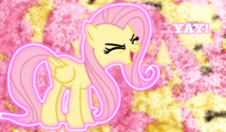 Size: 1024x600 | Tagged: safe, artist:cloud-twister, fluttershy, pegasus, pony, g4, cute, eyes closed, female, flutteryay, mare, vector, wallpaper, yay
