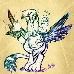 Size: 1279x1280 | Tagged: safe, artist:doubt, gilda, griffon, g4, baking powder, cooking, griffon scone