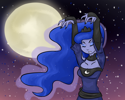 Size: 1000x800 | Tagged: safe, artist:smartblondessarcasm, princess luna, human, equestria girls, g4, eyes closed, female, humanized, moon, moonrise, nail polish, pony coloring, solo