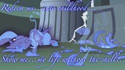 Size: 640x360 | Tagged: safe, princess luna, g4, blue text, female, ghost love score, image macro, lyrics, meme, nightwish, redemption, s1 luna, solo, song reference