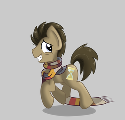 Size: 1814x1738 | Tagged: safe, artist:tehshockwave, doctor whooves, time turner, earth pony, pony, g4, clothes, fourth doctor's scarf, male, scarf, solo, stallion, striped scarf