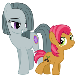 Size: 2493x2492 | Tagged: safe, artist:reitanna-seishin, babs seed, marble pie, earth pony, pony, fanfic:muffins, g4, alternate cutie mark, alternate universe, duo, duo female, fanfic art, female, filly, foal, high res, mare, simple background, transparent background