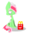 Size: 3061x3540 | Tagged: safe, artist:lizziepotatopad, oc, oc only, oc:lizzie, abomination, happy (mcdonald's), happy (mcdonalds), high res, looking at you, mcdonald's, smiling, staring into your soul, wat