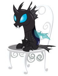 Size: 4200x5520 | Tagged: safe, artist:ponyhd, kevin, changeling, g4, slice of life (episode), .svg available, absurd resolution, chair, frown, simple background, sitting, solo, transparent background, vector