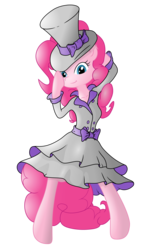 Size: 6000x9600 | Tagged: safe, artist:gezawatt, artist:ponyhd, pinkie pie, earth pony, anthro, g4, absurd resolution, bowtie, clothes, dress, elegant, female, hat, looking at you, simple background, smiling, solo, transparent background, vector