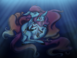 Size: 1024x768 | Tagged: safe, artist:elskafox, oc, oc only, oc:artline, comforting, duality, hug, sad, underwater