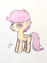 Size: 404x539 | Tagged: safe, artist:sketchrandom, scootaloo, g4, female, solo, traditional art