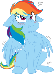Size: 3000x4114 | Tagged: safe, artist:jessy, artist:midnightblitzz, rainbow dash, pegasus, pony, g4, :t, angry, behaving like a bird, blushing, chest fluff, cute, dashabetes, eye clipping through hair, female, floppy ears, fluffy, frown, funny, glare, madorable, mare, nose wrinkle, partially open wings, peacocking, pose, proud, puffed chest, rainbird dash, scrunchy face, simple background, sitting, solo, spread wings, transparent background, tsunderainbow, tsundere, wings