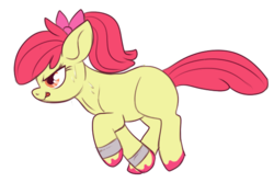 Size: 584x387 | Tagged: safe, artist:lulubell, apple bloom, g4, alternate hairstyle, female, running, simple background, solo, sweatband, tongue out, transparent background