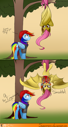 Size: 787x1477 | Tagged: safe, artist:supermare, fluttershy, rainbow dash, g4, clothes, comic, delsin rowe, eugene sims, flutterbat, glasses, hoodie, infamous, infamous second son, race swap