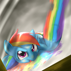 Size: 1000x1000 | Tagged: dead source, safe, artist:ushiro no kukan, rainbow dash, g4, female, solo, tongue out