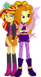 Size: 3563x6577 | Tagged: safe, artist:mit-boy, adagio dazzle, sunset shimmer, equestria girls, g4, my little pony equestria girls: rainbow rocks, boots, duo, fin wings, pony ears, shoes, simple background, transparent background, vector