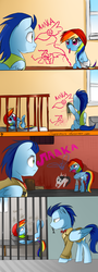 Size: 787x2177 | Tagged: safe, artist:supermare, rainbow dash, soarin', g4, backwards cutie mark, comic, delsin rowe, diaper, infamous, infamous second son, key, old cutie mark, pacifier, prison, prisoner rd, reggie rowe, russian, translated in the comments