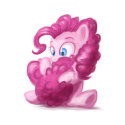 Size: 1000x1000 | Tagged: dead source, safe, artist:annielith, pinkie pie, earth pony, pony, g4, 30 minute art challenge, cotton candy, cotton candy tail, cute, diapinkes, female, food, mare, pinkie being pinkie, solo, tail, tail bite, tail hug, underhoof