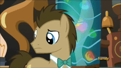 Size: 711x400 | Tagged: safe, screencap, derpy hooves, doctor whooves, time turner, pony, g4, slice of life (episode), animated, colander, derpy being derpy, male, muffin 1, plane, stallion