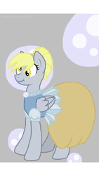 Size: 640x1136 | Tagged: safe, artist:frostbite-frozen, derpy hooves, pegasus, pony, g4, bubble, clothes, dress, female, gala dress, mare