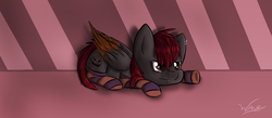 Size: 1500x652 | Tagged: safe, artist:wave-realm, oc, oc only, oc:spiral night, pegasus, pony, bored, clothes, socks