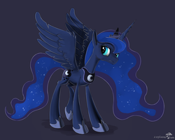 Size: 1024x819 | Tagged: safe, artist:replacer808, princess luna, g4, female, simple background, solo, spread wings