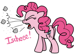 Size: 983x711 | Tagged: safe, artist:anyponedrawn, pinkie pie, g4, butt, dust, female, plot, sneezing