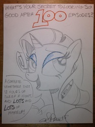 Size: 770x1024 | Tagged: safe, artist:andy price, rarity, g4, 100th episode, female, solo, traditional art
