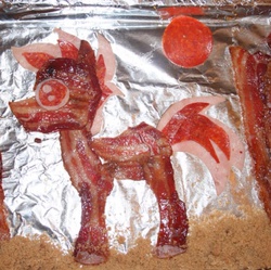 Size: 960x956 | Tagged: safe, bacon, food, ham, meat, nightmare fuel, pepperoni