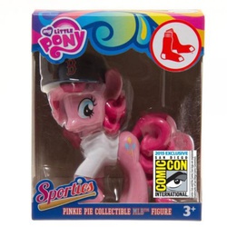 Size: 500x500 | Tagged: safe, pinkie pie, g4, baseball, baseball cap, boston red sox, bottomless, clothes, comic con, female, figure, hat, irl, merchandise, mlb, monochrome, partial nudity, photo, san diego comic con, sdcc 2015, t-shirt, toy
