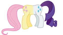 Size: 1000x554 | Tagged: safe, fluttershy, rarity, buttpony, g4, butt, conjoined, flarity(fusion), fusion, plot, reverse pushmi-pullyu, simple background, the perfect waifu, transparent background, wat, we have become one, what has science done