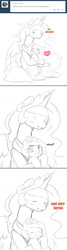 Size: 655x2434 | Tagged: safe, artist:ende26, princess celestia, princess luna, g4, cute, cutelestia, daaaaaaaaaaaw, ende will be the end of us, filly, heart, hug, lunabetes, monochrome, pouting, scrunchy face, sketch, tumblr, weapons-grade cute, woona, woona knight