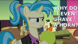 Size: 1920x1080 | Tagged: safe, edit, edited screencap, screencap, allie way, colter sobchak, doctor whooves, jeff letrotski, time turner, earth pony, pony, g4, slice of life (episode), bowling, caption, donny, fail, male, stallion, unicorn master race