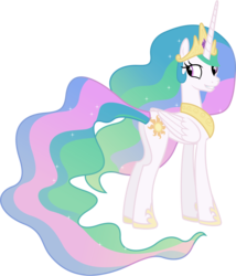 Size: 5190x6050 | Tagged: safe, artist:90sigma, princess celestia, alicorn, pony, g4, absurd resolution, female, grin, looking back, mare, simple background, smiling, solo, transparent background, vector