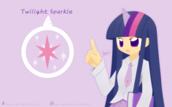 Size: 2520x1575 | Tagged: safe, artist:howxu, twilight sparkle, human, g4, female, horn, horned humanization, humanized, solo