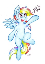 Size: 1024x1454 | Tagged: safe, artist:cyanyeh, rainbow dash, g4, female, solo, traditional art