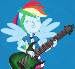 Size: 1079x987 | Tagged: safe, artist:odistiomneshomines, edit, rainbow dash, equestria girls, g4, my little pony equestria girls: rainbow rocks, 10 string, agile, female, guitar, le lenny face, ponied up, solo