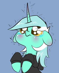 Size: 1024x1280 | Tagged: safe, artist:underpable, lyra heartstrings, pony, unicorn, fanfic:background pony, g4, blushing, clothes, crying, cute, female, horn, horn blush, lyrabetes, palindrome get, sad, shirt, solo, sweater, underpable is trying to murder us