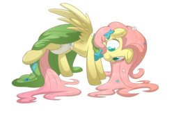 Size: 4000x2600 | Tagged: safe, artist:fluffyxai, edit, fluttershy, pony, g4, clothes, cute, diaper, diapershy, dress, female, gala dress, non-baby in diaper, poofy diaper, shyabetes, simple background, solo, transparent background