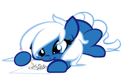 Size: 1331x848 | Tagged: safe, artist:furrgroup, oc, oc only, oc:edge, oc:microsoft edge, earth pony, pony, ask internet explorer, browser ponies, bust, cute, dexterous hooves, drawing, female, hoof hold, lying down, mare, microsoft edge, ocbetes, paper, pencil, portrait, prone, simple background, smiling, solo, white background