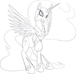 Size: 1276x1238 | Tagged: safe, artist:mcsadat, nightmare moon, g4, female, grayscale, monochrome, solo