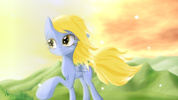 Size: 3840x2160 | Tagged: safe, artist:an-m, derpy hooves, pegasus, pony, g4, eyelashes, female, high res, mare, scenery, solo