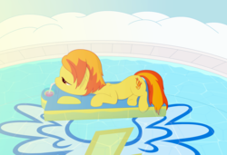 Size: 1845x1260 | Tagged: safe, artist:pageturner1988, spitfire, pony, g4, female, solo, swimming pool, water, wet, wet mane