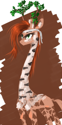 Size: 500x1000 | Tagged: safe, artist:madhotaru, oc, oc only, oc:twiggy, giraffe, camouflage, decoration, freckles, leaves, looking up, solo