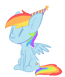 Size: 825x976 | Tagged: safe, artist:nobody, rainbow dash, g4, birthday, cute, female, hat, party hat, sitting, solo