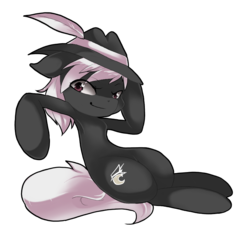 Size: 806x750 | Tagged: safe, artist:loyaldis, oc, oc only, oc:moonstep, earth pony, pony, armpits, feather, fedora, hat, looking at you, simple background, smirk, solo, transparent background