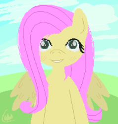 Size: 400x420 | Tagged: safe, artist:liracrown, fluttershy, g4, cloud, cloudy, simple background, smiling